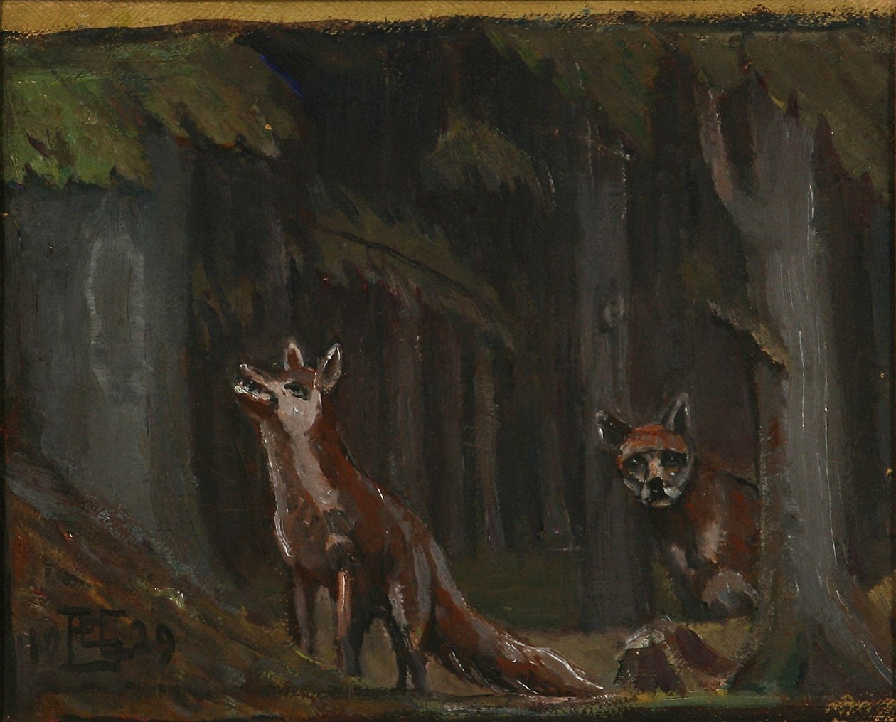 Vossen in het bos door Poul Simon Christiansen