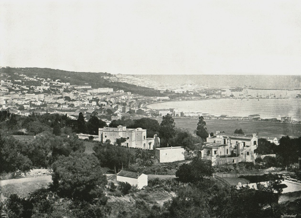 Uitzicht vanaf de Mustafa, Algiers, Algerije, 1895 door Poulton and Co