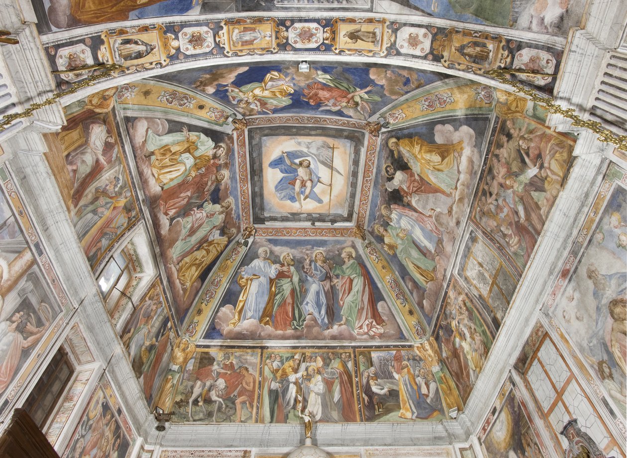 Twaalf apostelen en triomferende Christus, 1590-1600 door Pozzo or Pozzi di Puria Brothers Pozzo or Pozzi di Puria Brothers
