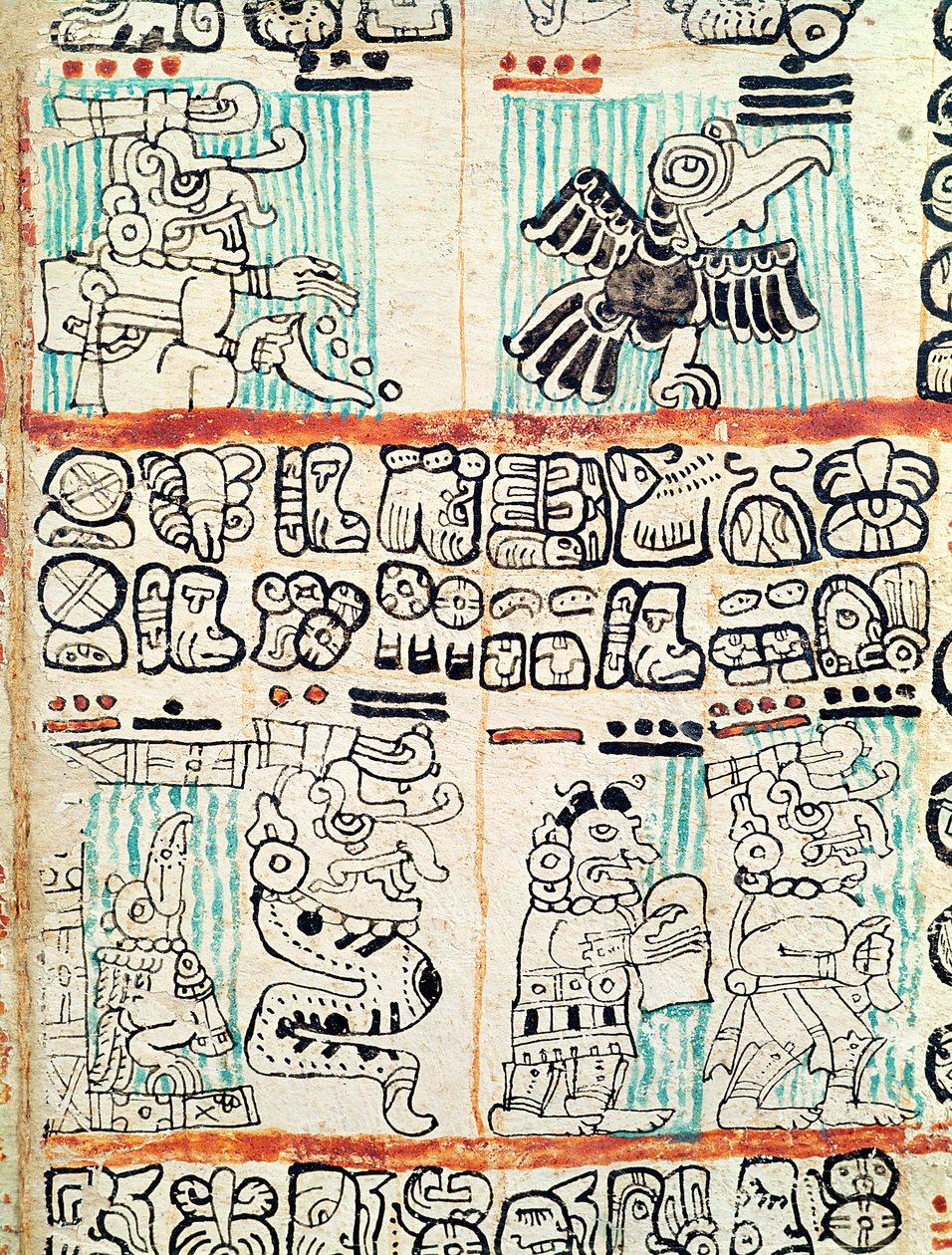 Detail uit een Maya-codex door Pre Columbian