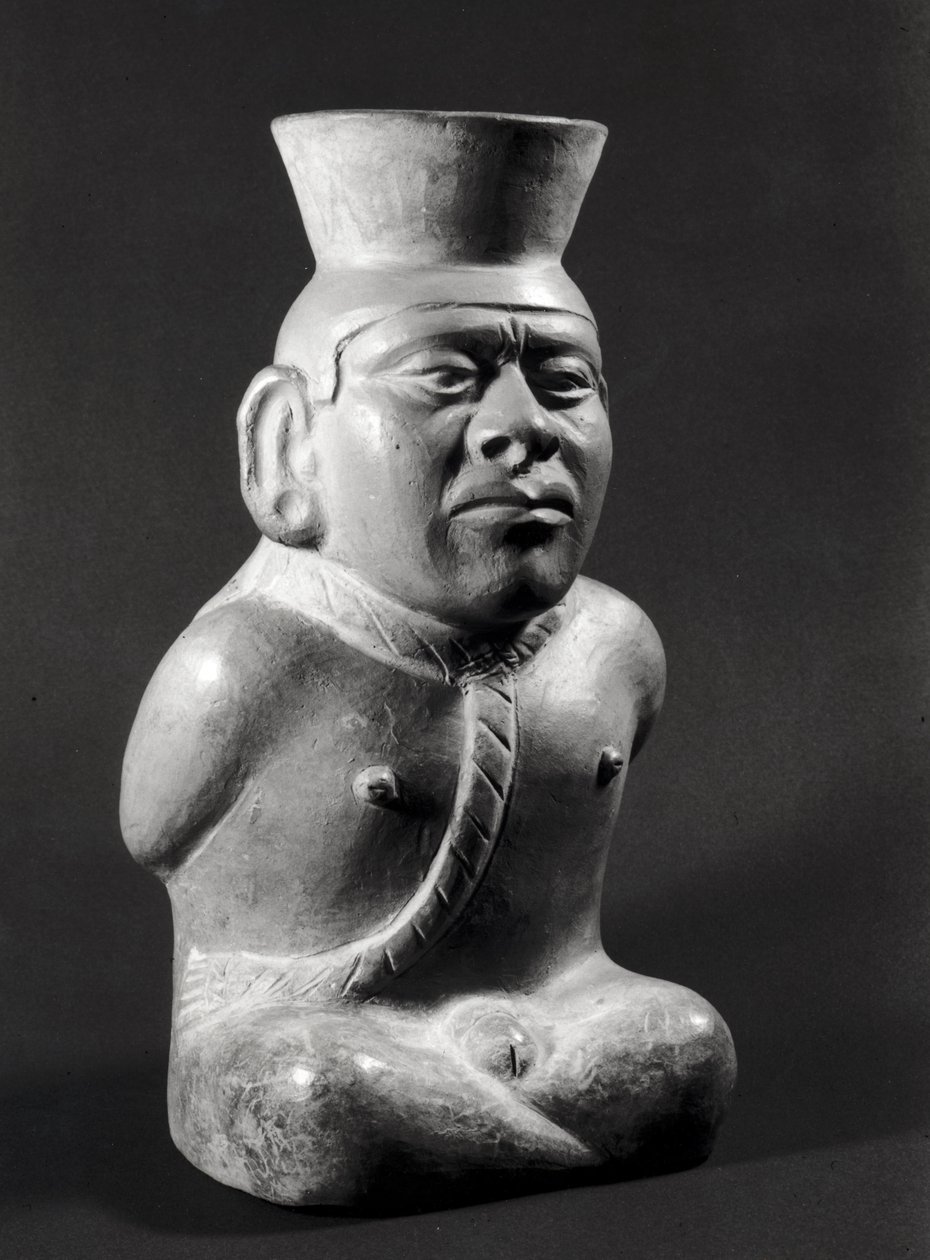 Pot in de vorm van een gevangene, Mochica (200-800 AD) door Pre Columbian