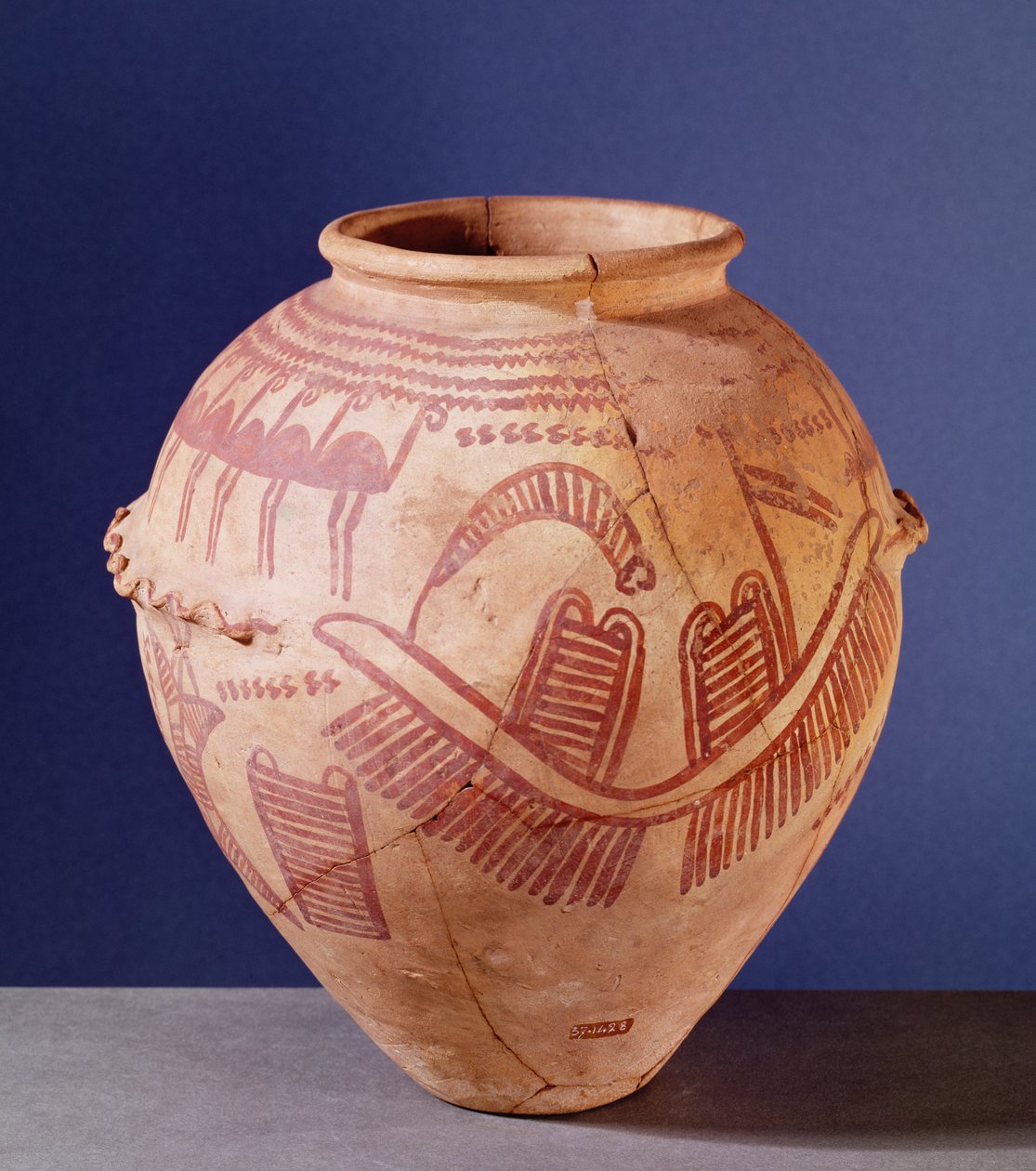 Vaas met twee heiligdommen op een boot, c.3500 v.Chr. door Predynastic Period Egyptian