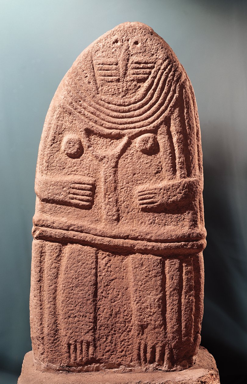 Menhir standbeeld nr.4, uit Saint-Sernins-sur-Rance, 6000-3500 v.Chr. (zandsteen) door Prehistoric