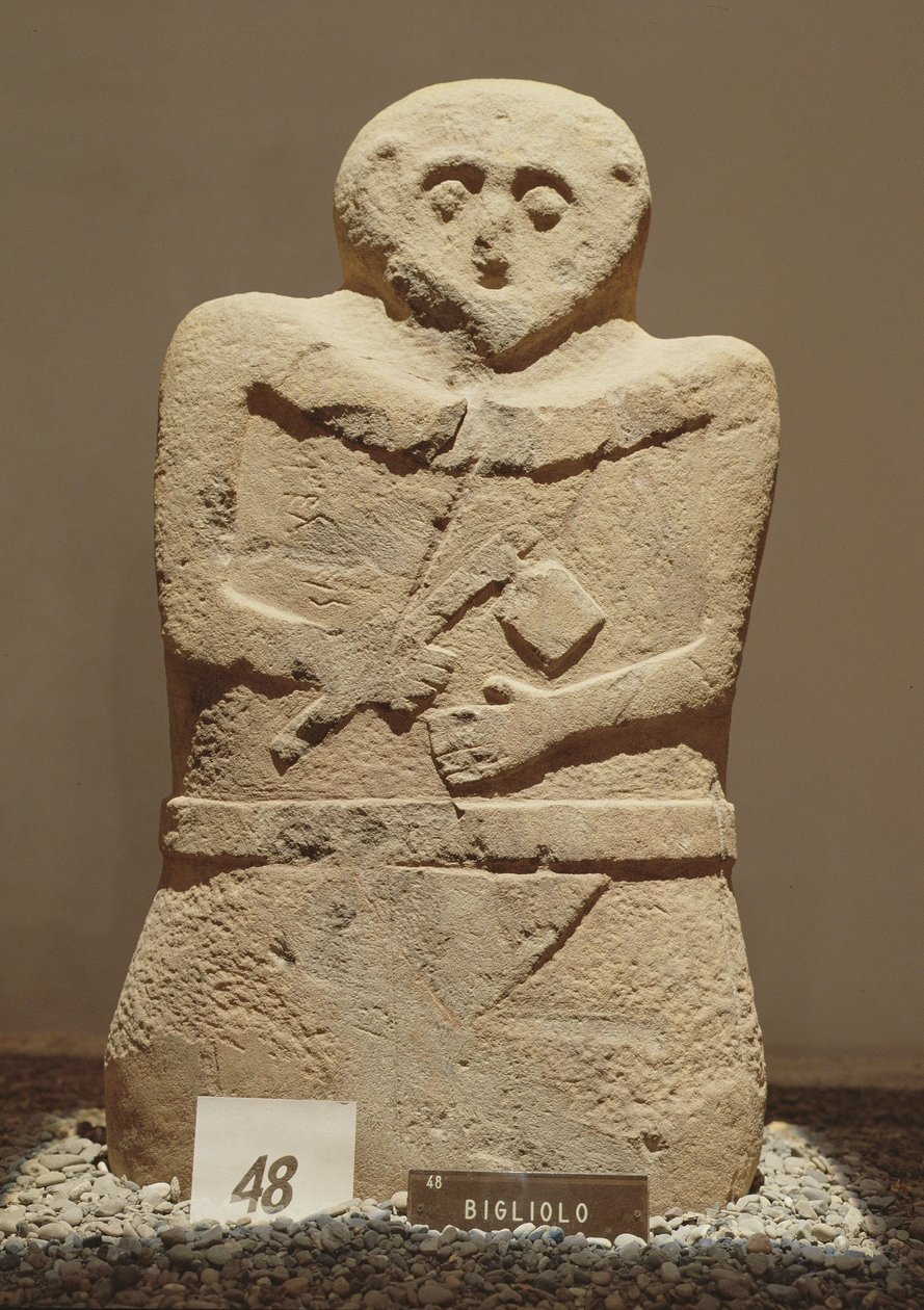 Een van de Lunigiana stele, gevonden in Bigliolo, ca. 3000 v.Chr. door Prehistoric
