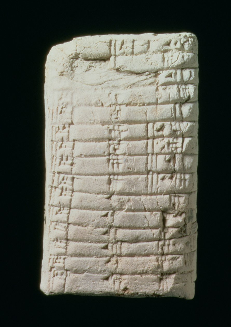 Prehistorische tablet met vermenigvuldigingstafel door Prehistoric