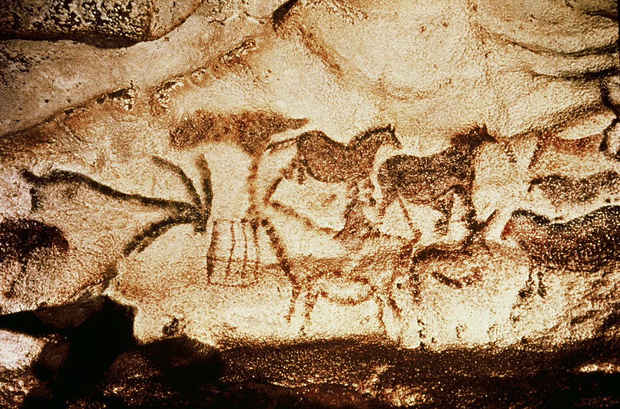 Paarden en herten uit de grotten van Altamira, c.15000 v.Chr. door Prehistoric