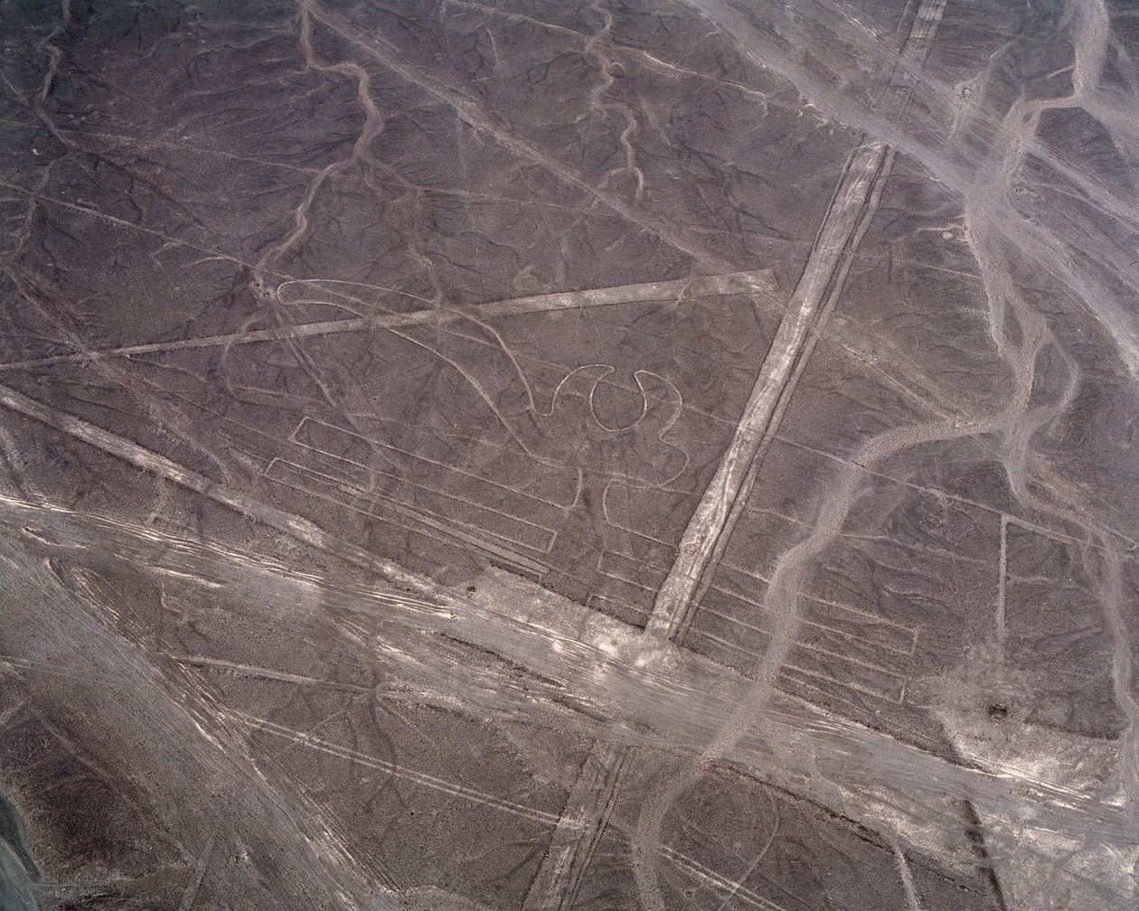 Luchtfoto van Nazca-lijnen door Prehistoric Prehistoric