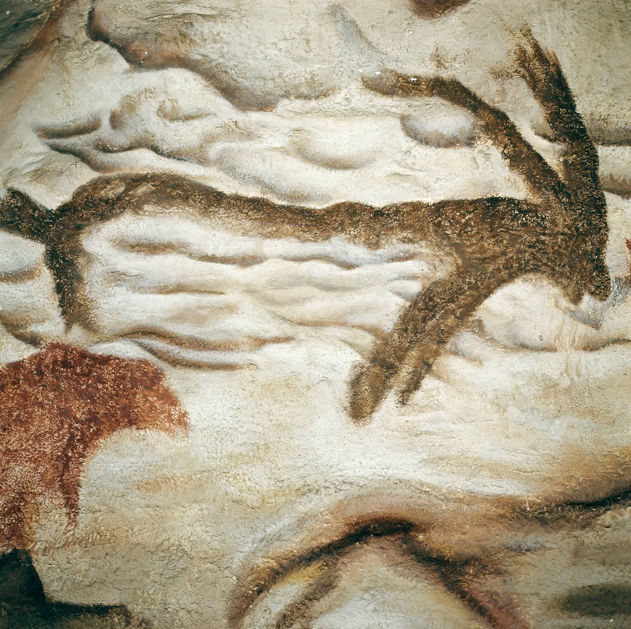 Hertenrotschildering, Grot van Lascaux, Dordogne, Frankrijk, Boven-Paleolithicum (Magdalénien) ca. 13000 jaar geleden door Prehistoric Prehistoric