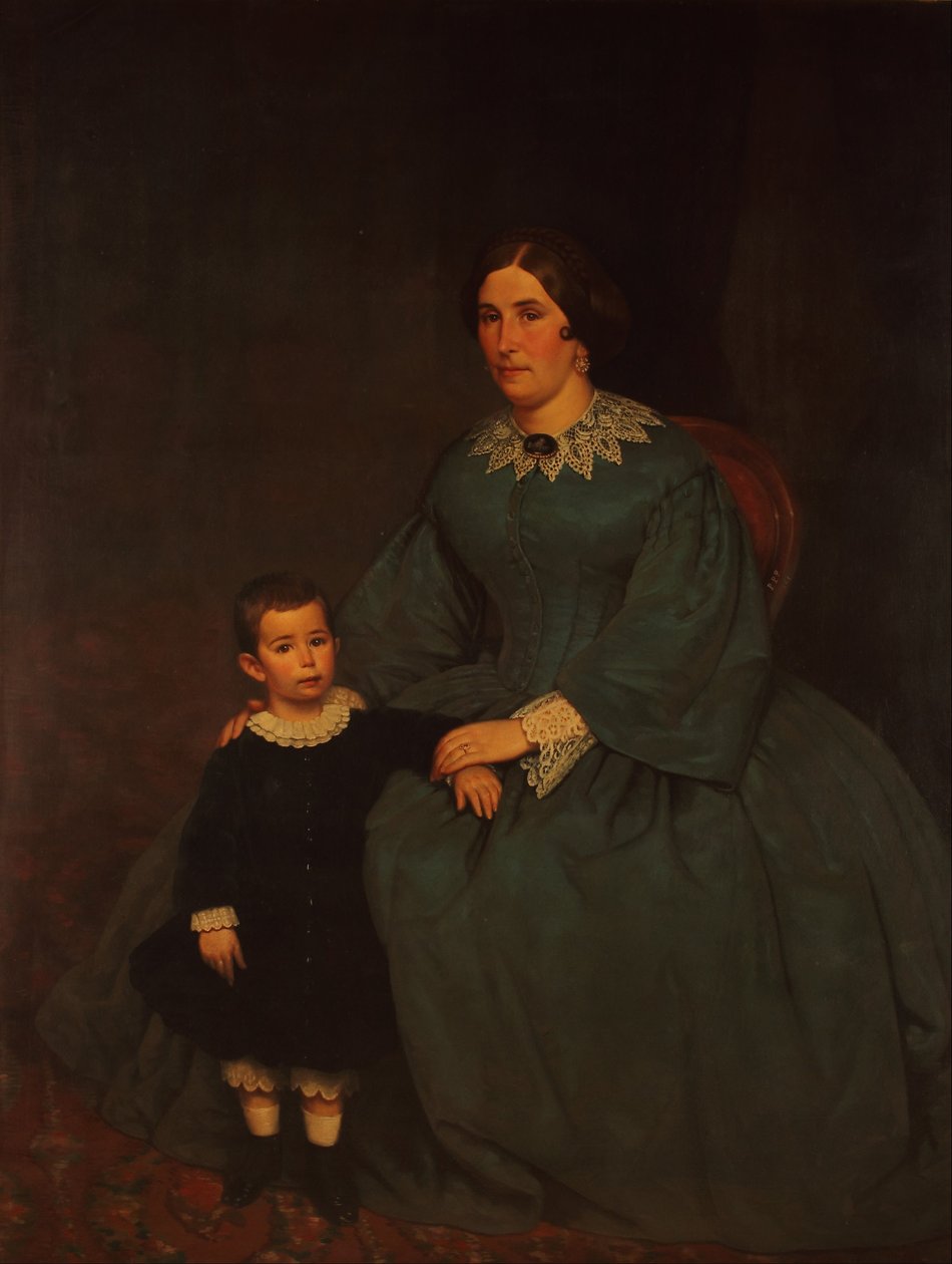 Portret van Cecilia R. de Peralta Ramos en haar zoon door Prilidiano Pueyrredon