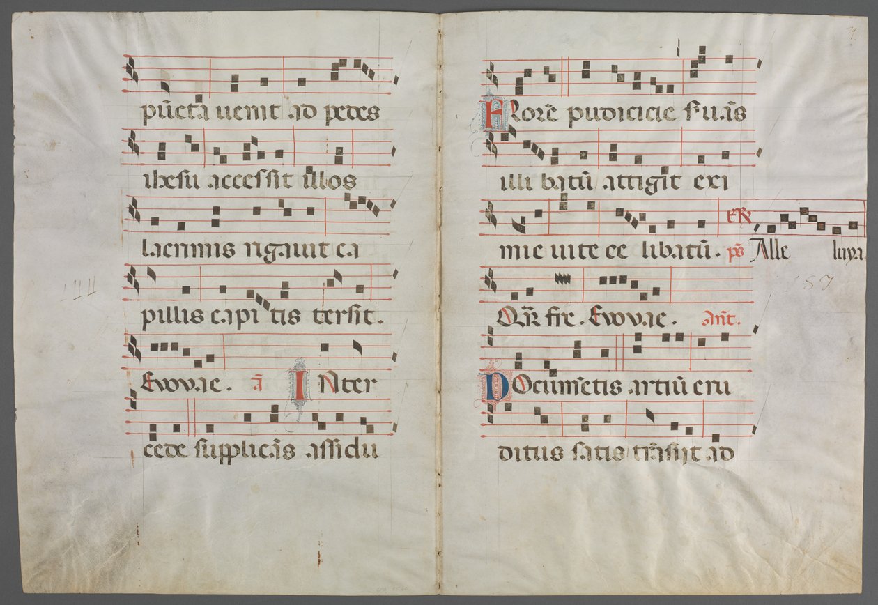 Bifolium uit een Antifonarium: Muziek, ca. 1320-1340 door Primo Miniatore di San Domenico
