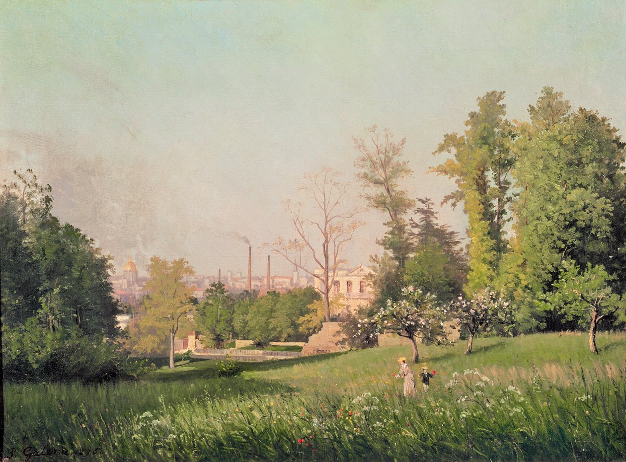In het park van Issy-les-Moulineaux, 1876 door Prosper Galerne