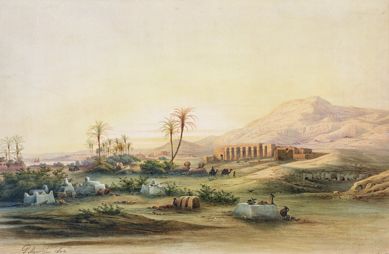 Vallei van de Nijl met de Ruïnes van de Tempel van Seti I, 1844 door Prosper Georges Antoine Marilhat