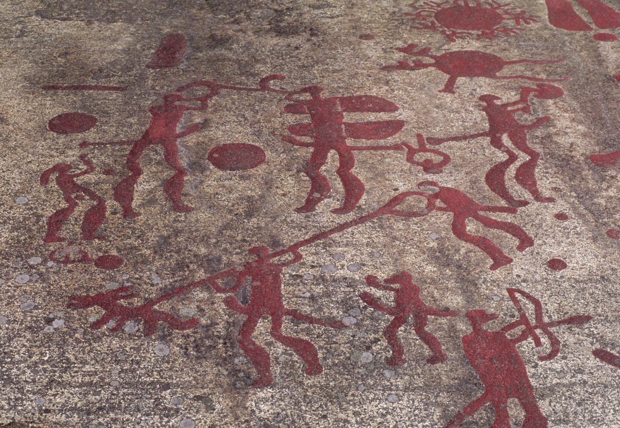 Jachtscène (rots schildering) door Protohistoric