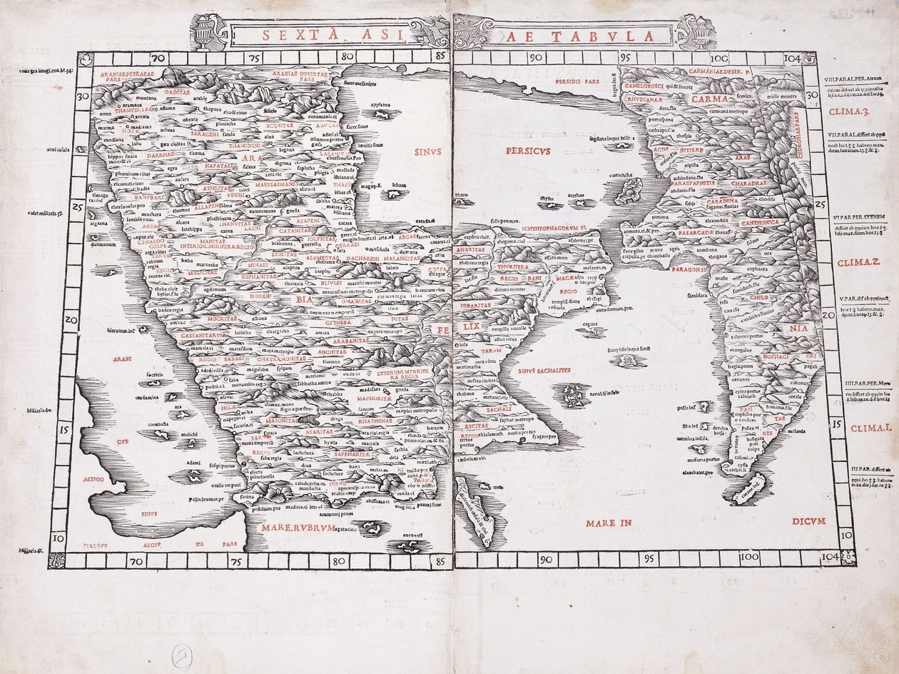 Sexta Asiae Tabula, 1511 door Ptolemy