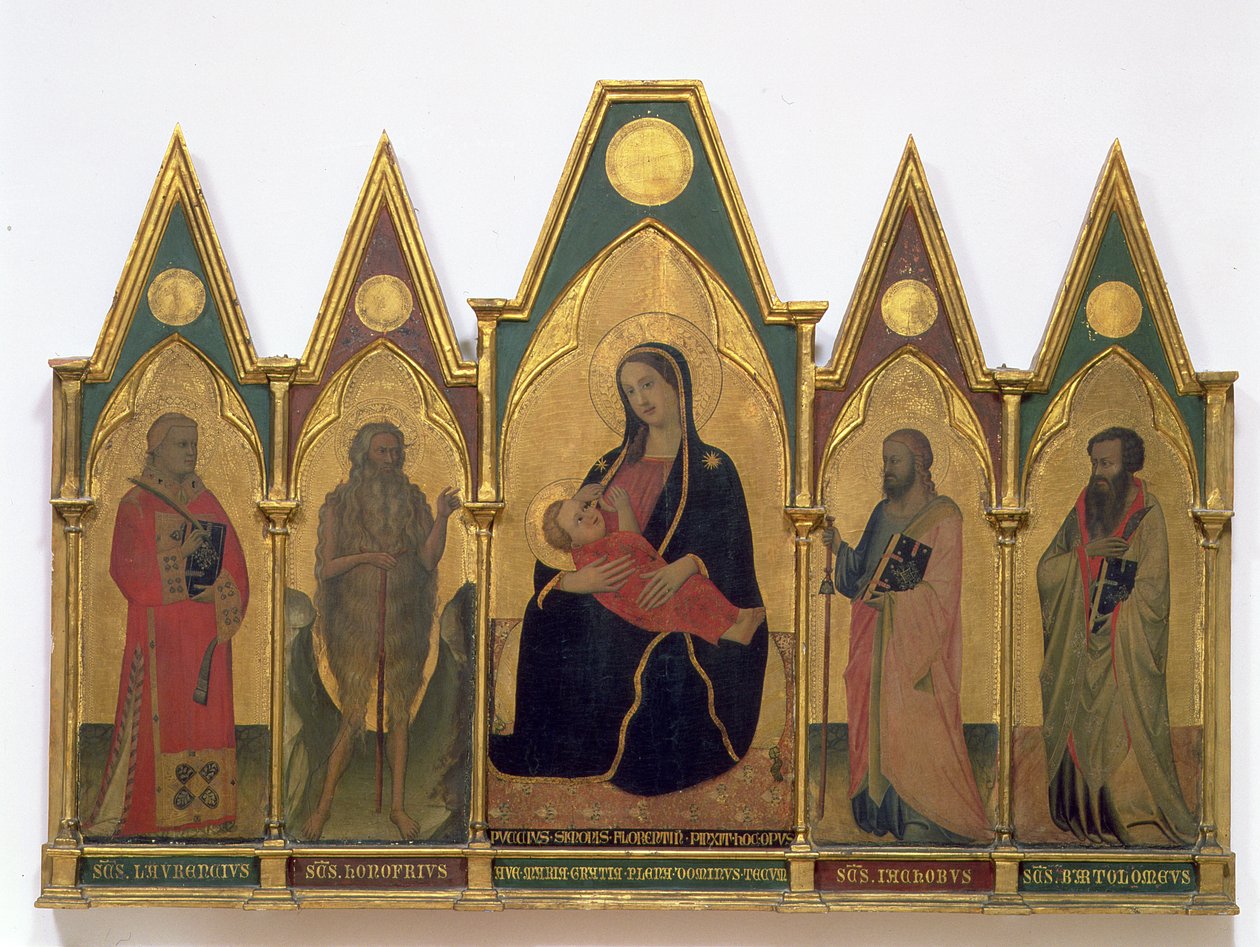 Madonna van Nederigheid met Heiligen door Puccio di Simone