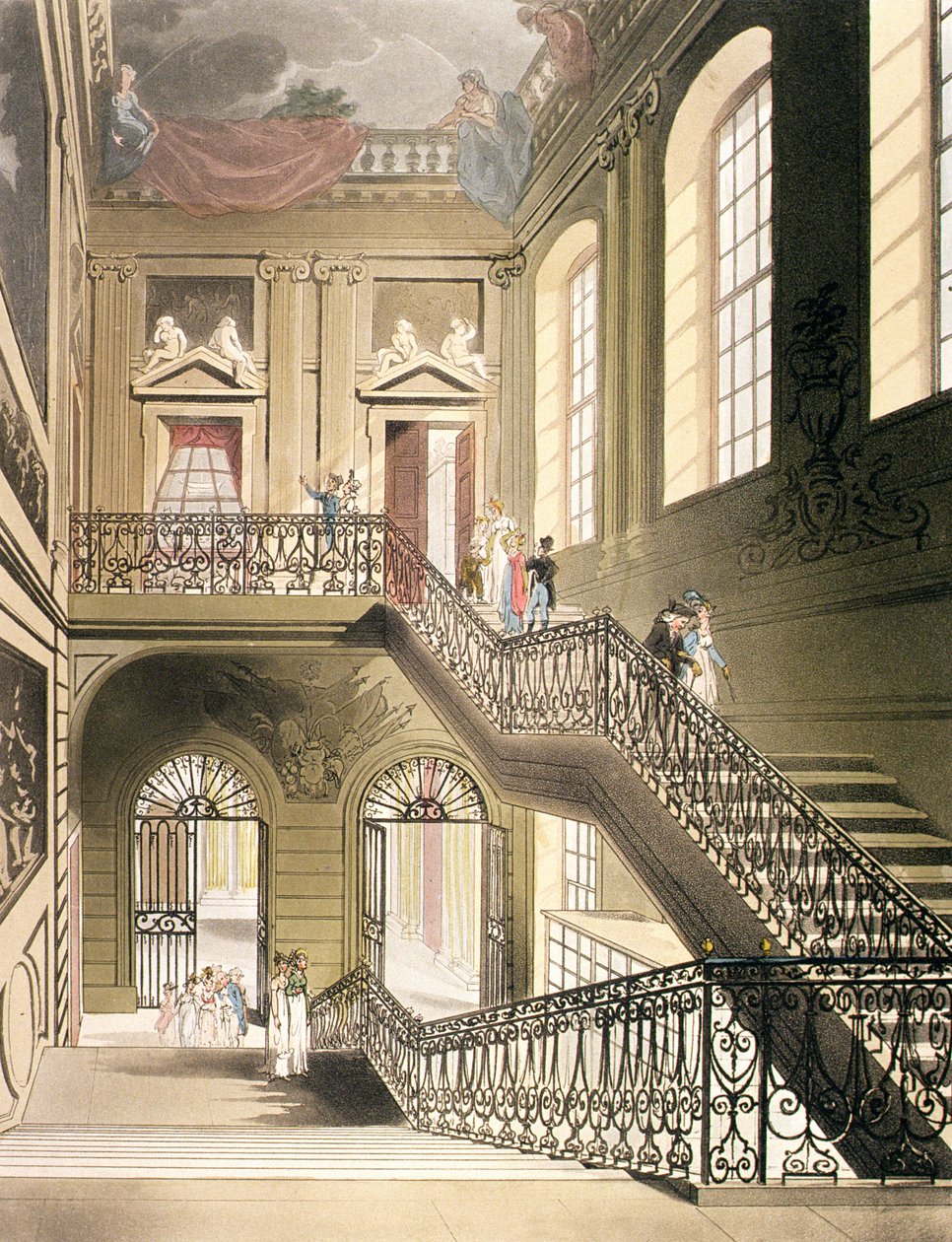 De Hal en Trap van het British Museum uit Ackermann