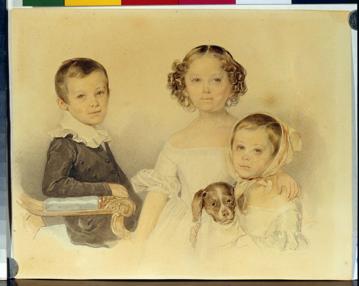 Portret van de kinderen Lanskoy door Pyotr Fyodorovich Sokolov