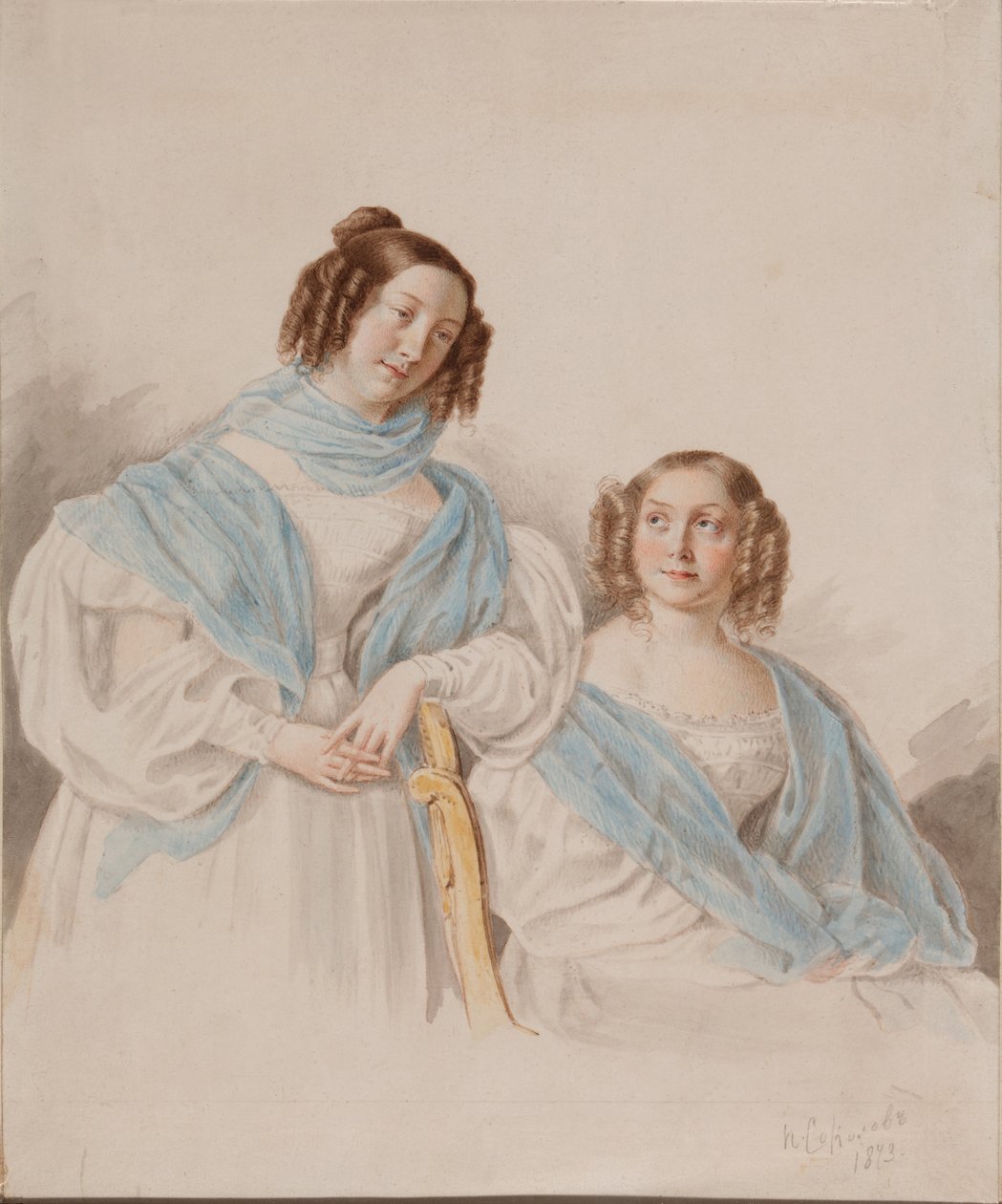 Portret van zusters gravinnen Antonina Dmitrievna en Lidia Dmitrievna Blud door Pyotr Petrovich Sokolov