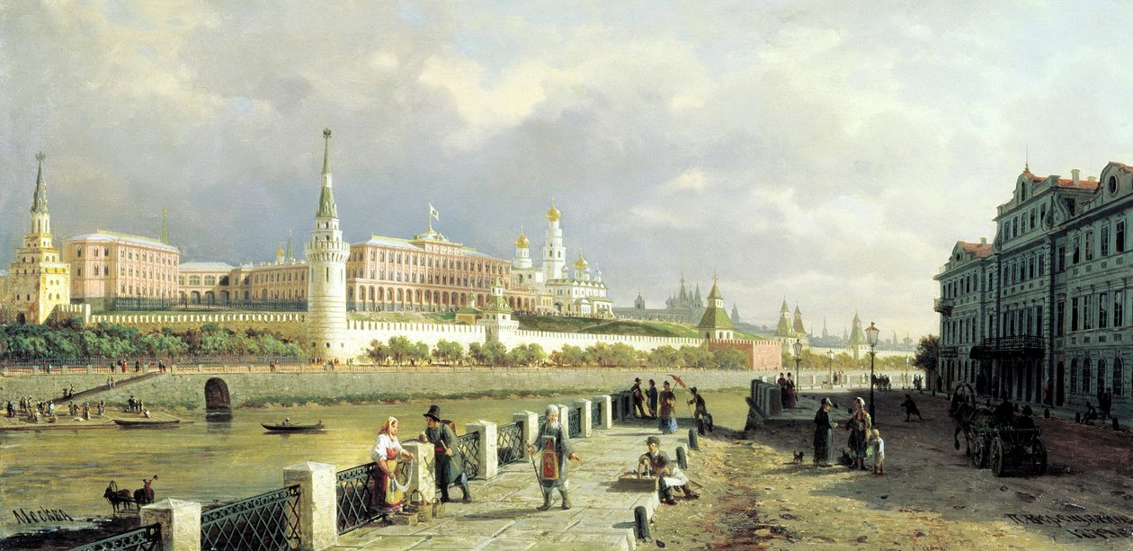 Uitzicht op het Kremlin vanaf de Sophia-kade in Moskou door Pjotr ​​​​Petrowitsch Wereschtschagin