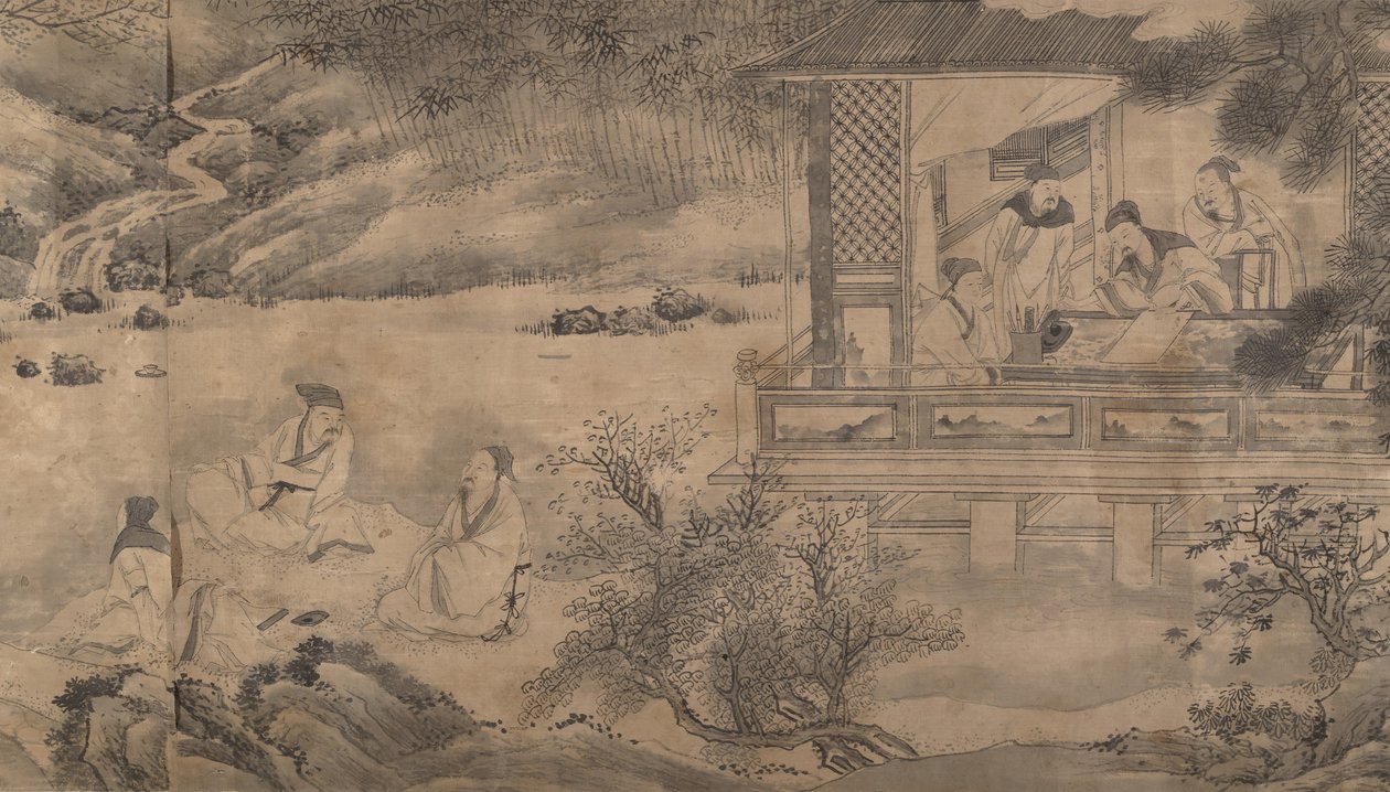 Dichtersbijeenkomst in het Orchideeënpaviljoen, gedateerd 1607 door Qian Gong