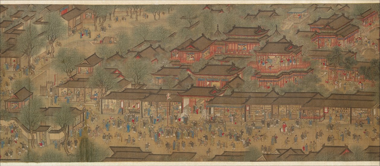 Lentefestival aan de Rivier door Qing Dynasty Chinese School