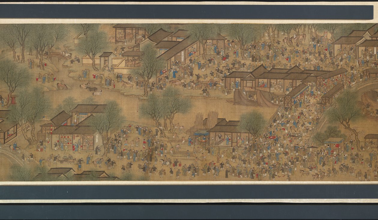 Lentefestival aan de rivier door Qing Dynasty Chinese School