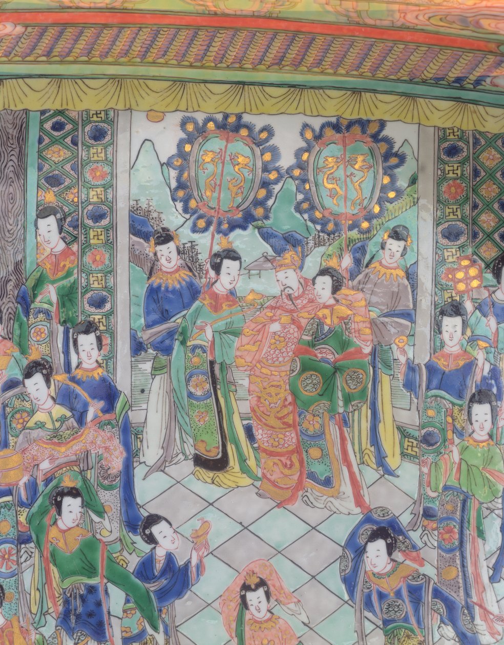 Grote Famille Verte schaal, Kangxi-periode (1662-1722) door Qing Dynasty Chinese School
