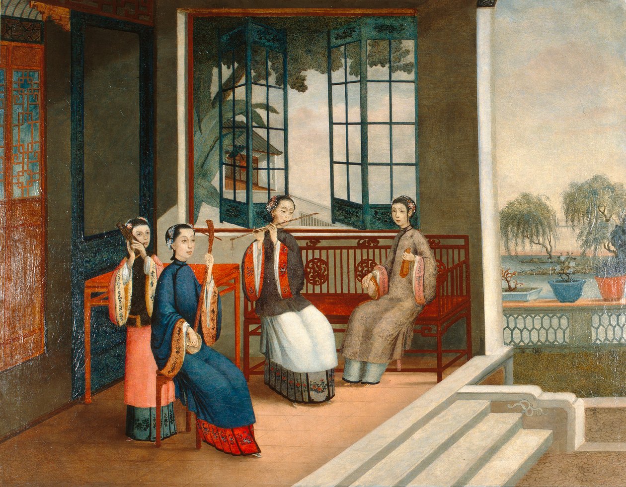 Muzikanten, c.1800 door Qing Dynasty Chinese School