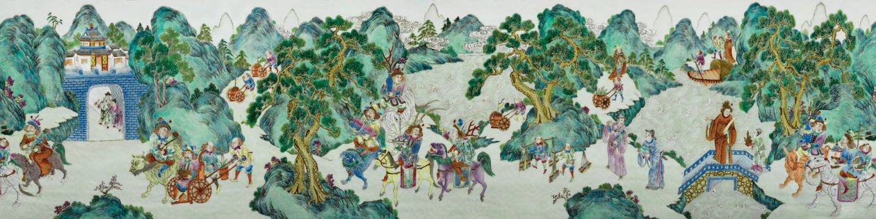 Detail van een paar keizerlijke Famille Rose vazen door Qing Dynasty   Jiaqing Period Chinese School