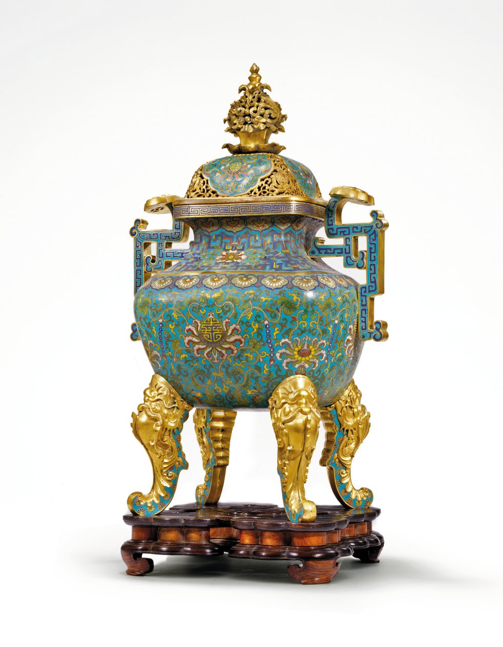 Grote Keizerlijke Cloisonne Emaille Ruyi-Handvat Wierookvat door Qing Dynasty   Qianlong Period Chinese School