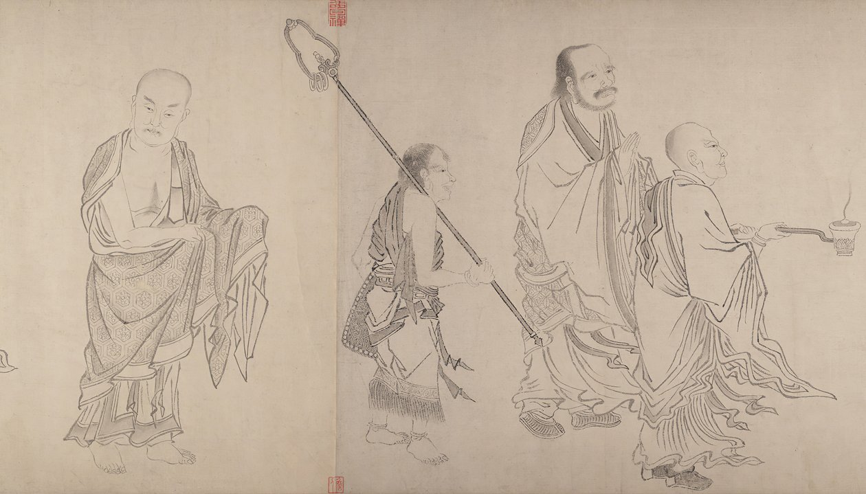 De Zestien Luohans door Qiu Ying