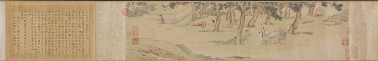 Zhao Mengfu schrijft de Hart Hridaya Sutra in ruil voor thee, 1542-43 door Qiu Ying