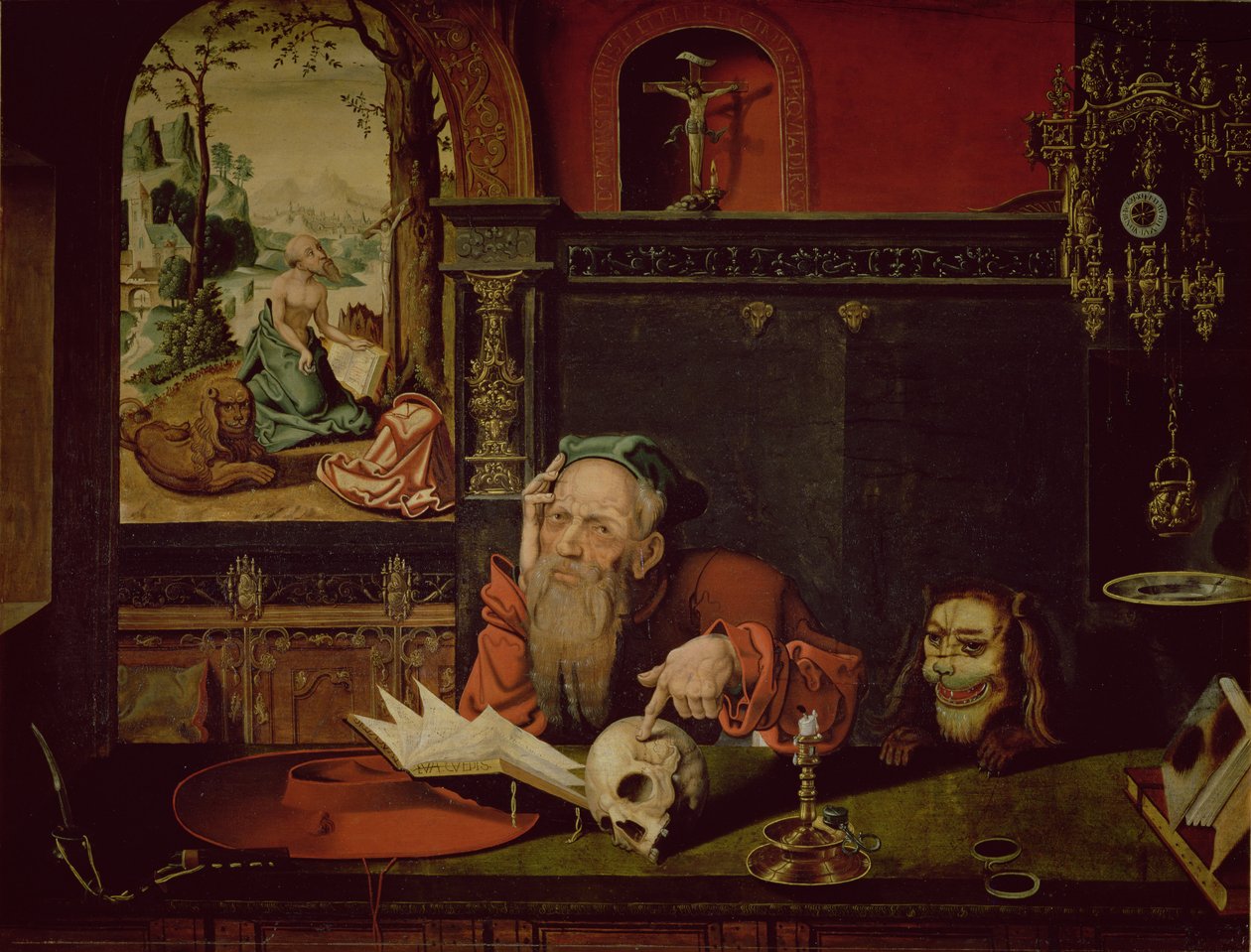 De Meditatie van Sint Hiëronymus door Quentin Massys or Metsys