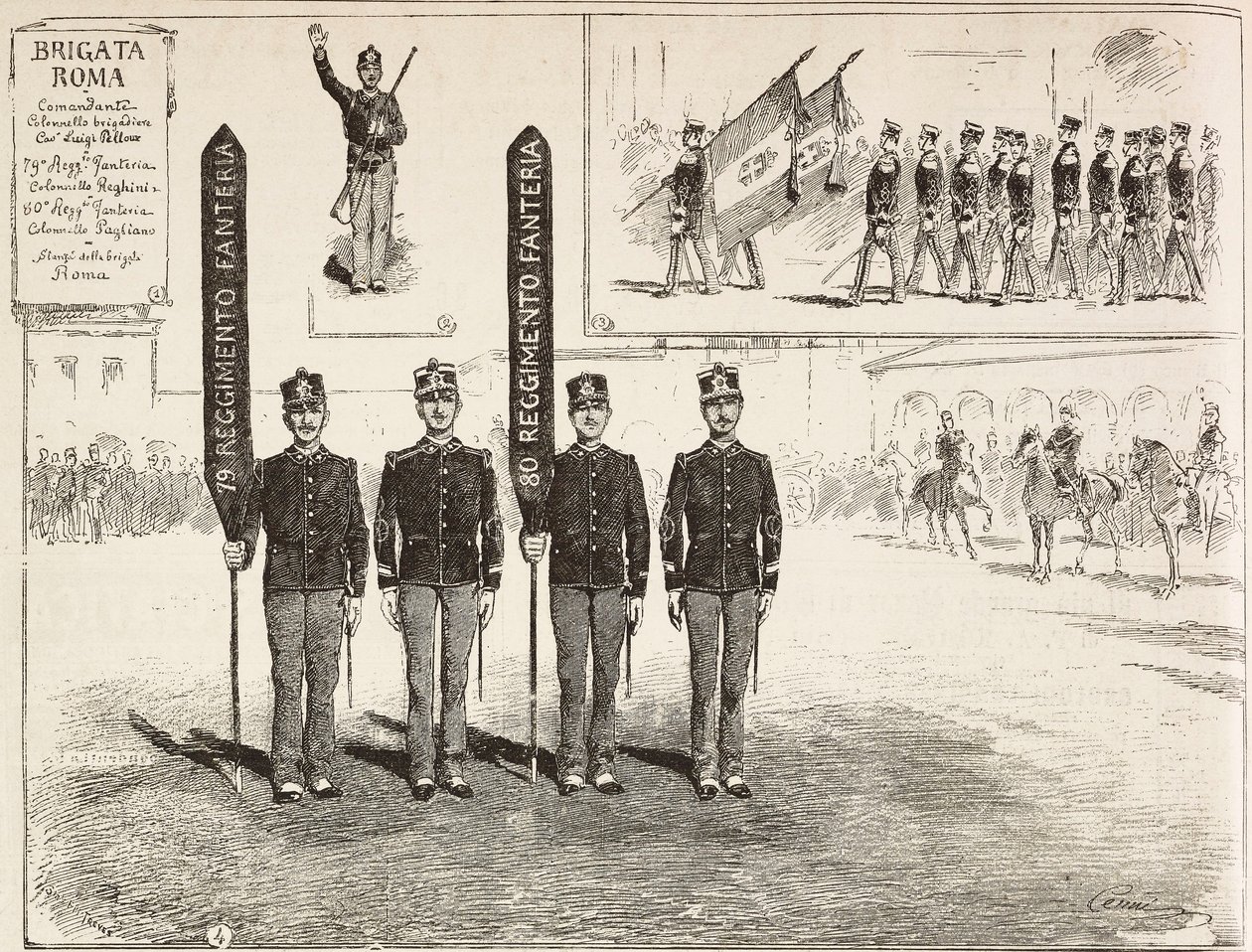 Inspectie van de Brigade Roma van het Italiaanse leger, 16 maart door Quinto Cenni