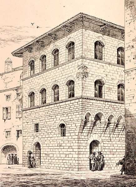 14e-eeuws huis, Florence, Italië, uit 