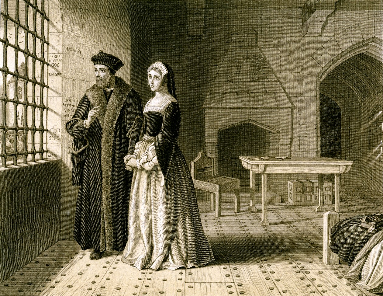 Sir Thomas More 1478-1535 en zijn dochter, Margaret, 19e eeuw door R Anderson