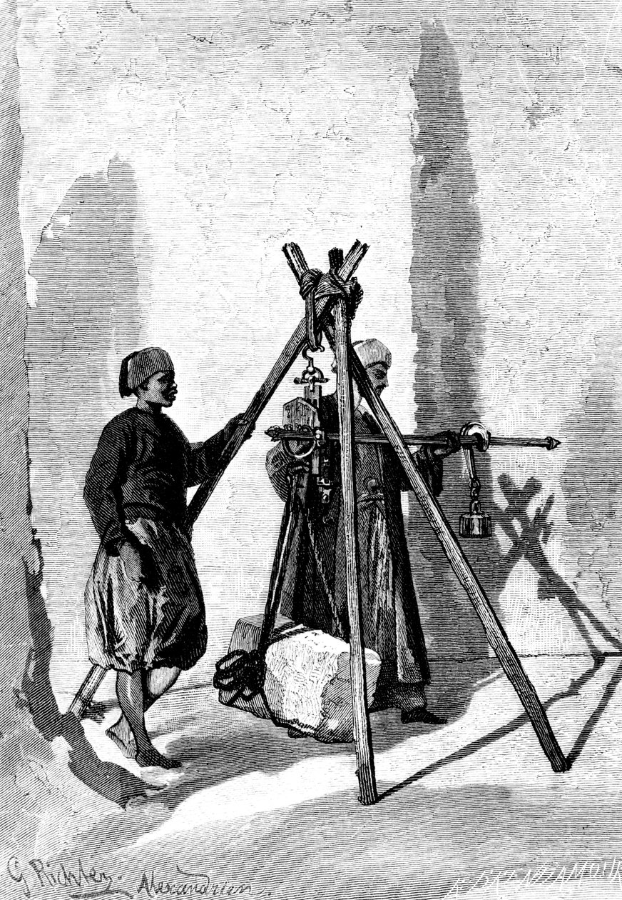 Wegen van de blokken steen, Egypte, 1880 door R. Brandamour