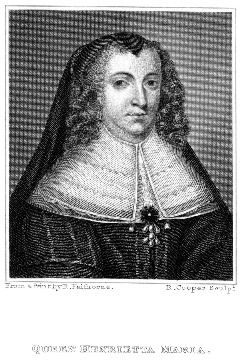 Henrietta Maria 1609-1669, koningin-gemalin van koning Charles I 1600-1649, 19e eeuw door R. Cooper