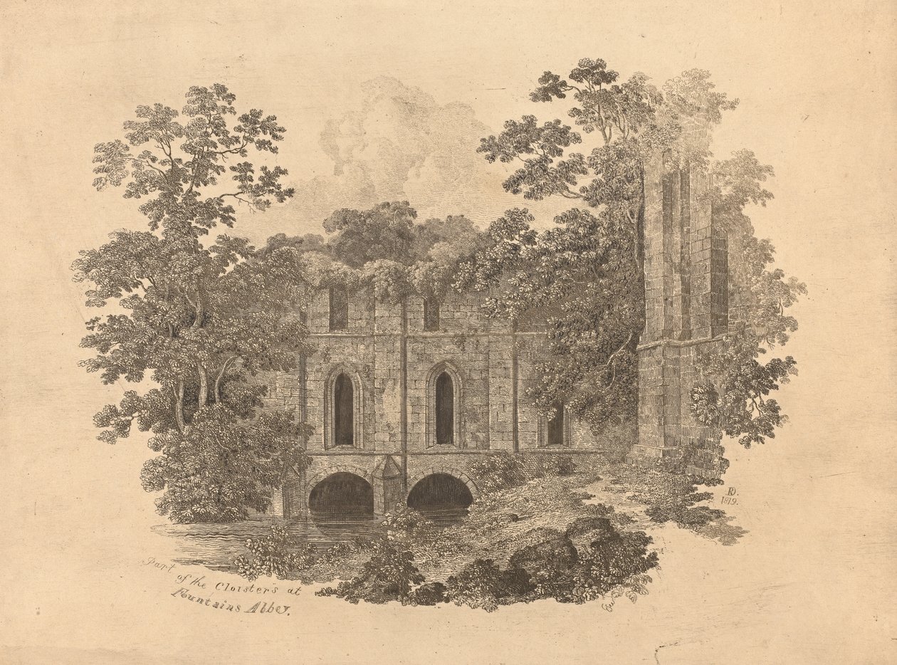 Deel van de kloosters bij Fountains Abbey door R. Dunning