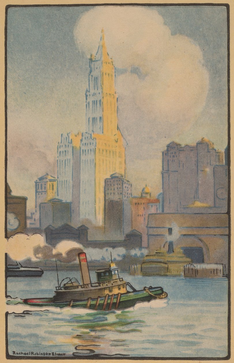 Het Woolworth Gebouw vanaf de Veerboot door Rachael Robinson Elmer