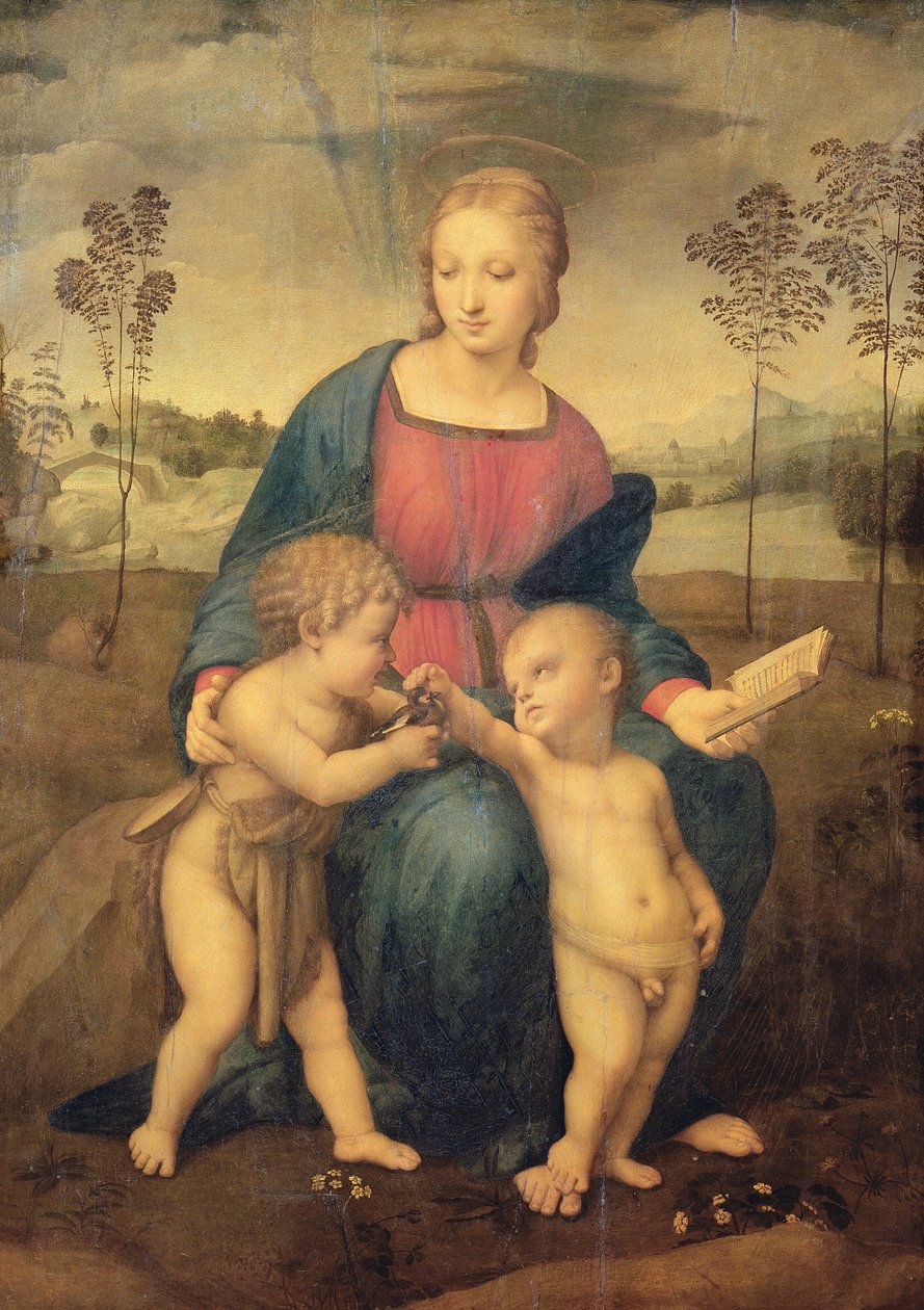 Madonna van de Distelvink (voor restauratie) door Raffaello Sanzio Raphael