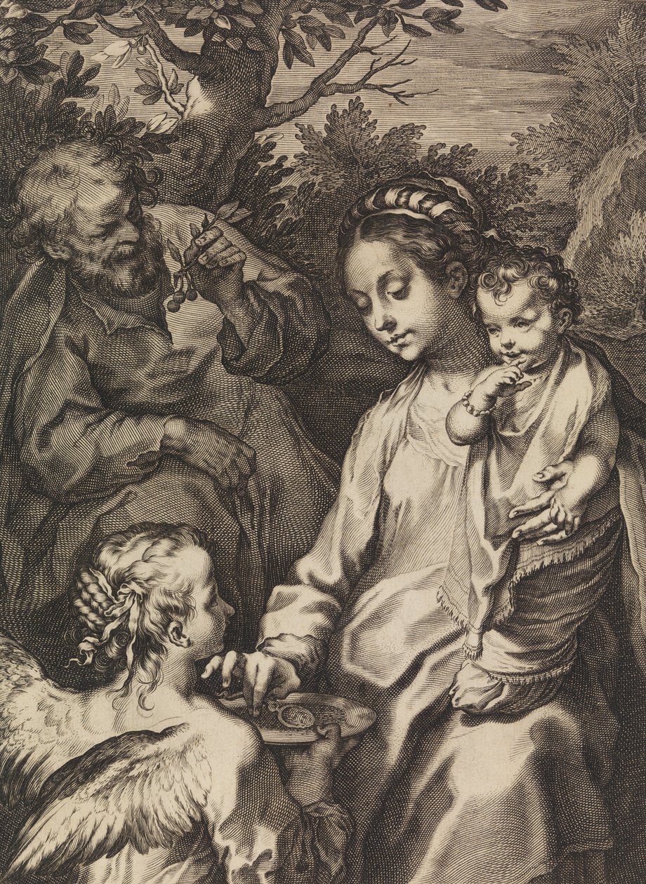 De Heilige Familie met de Papkom door Raffaello Guidi