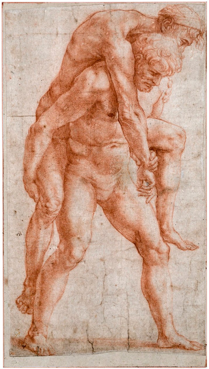 Jonge man die een oude man op zijn rug draagt Aeneas en Anchises, ca. 1514 door Raffaello Sanzio Raphael