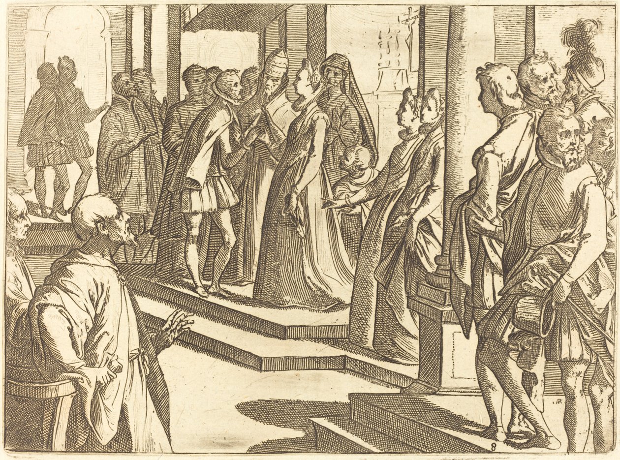 De verloving van Margaretha van Oostenrijk met Filips III, koning van Spanje door Raffaello Schiaminossi