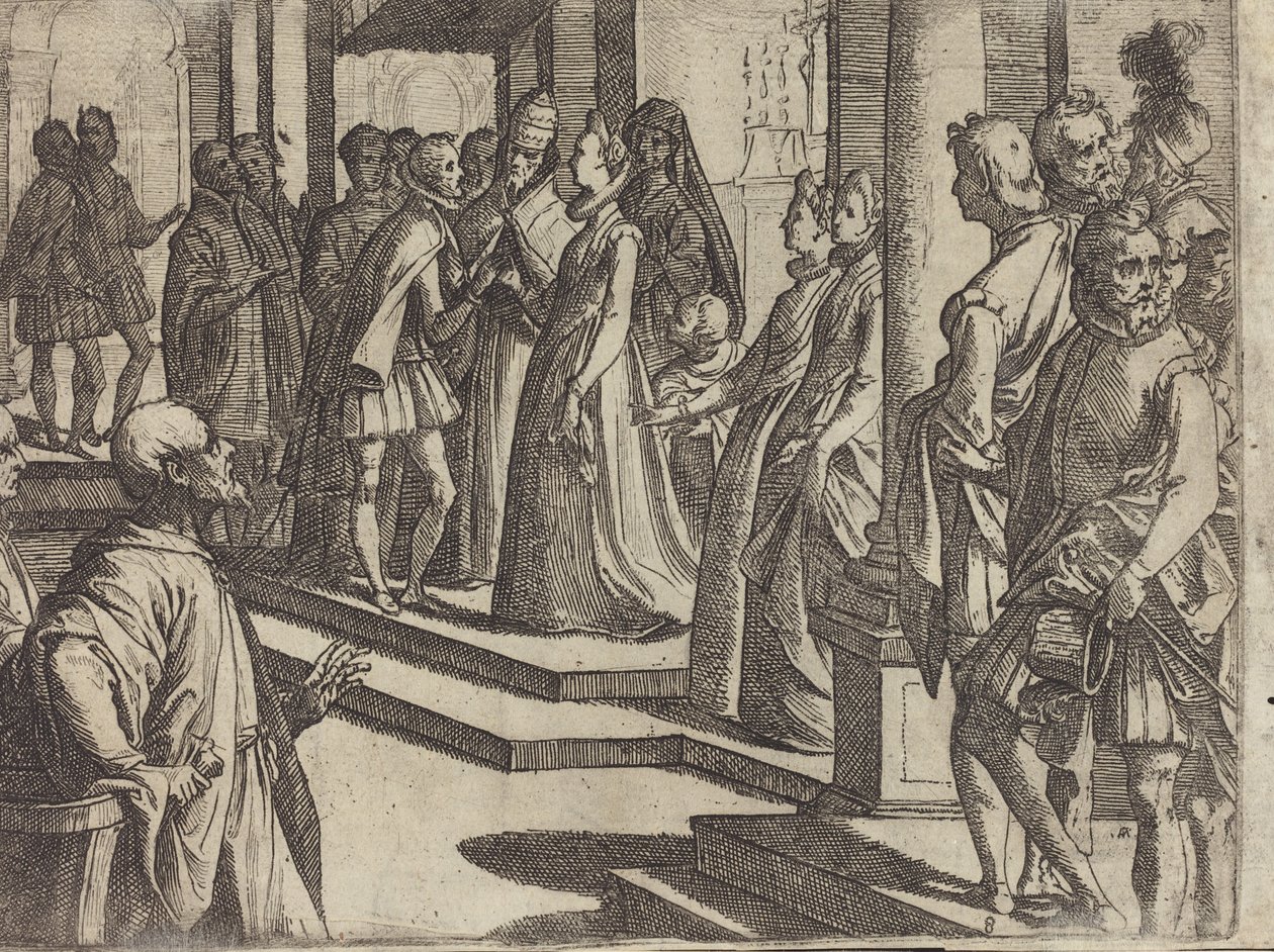 De verloving van Margaretha van Oostenrijk met Filips III, koning van Spanje [verso] door Raffaello Schiaminossi