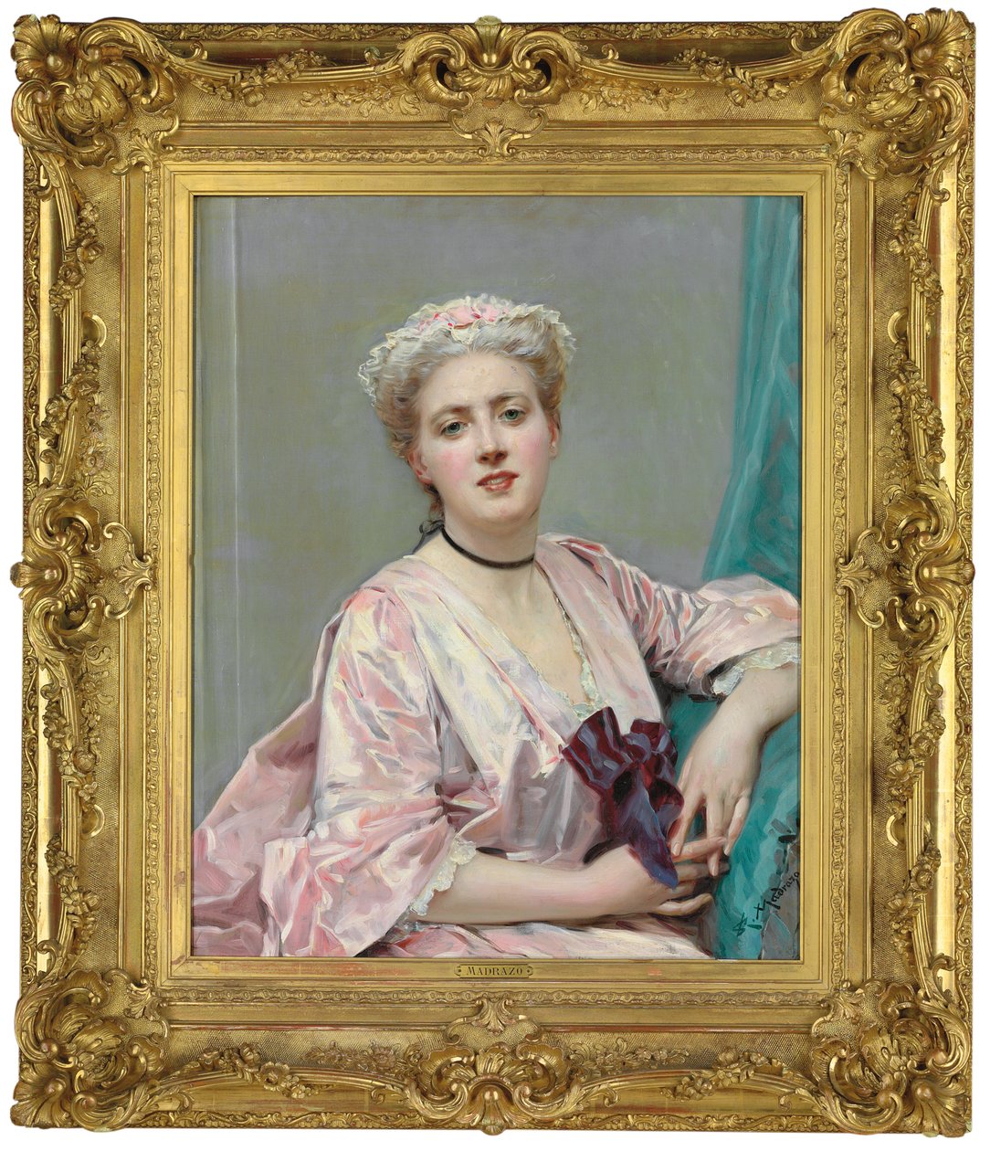 Schoonheid in roze door Raimundo de Madrazo y Garreta