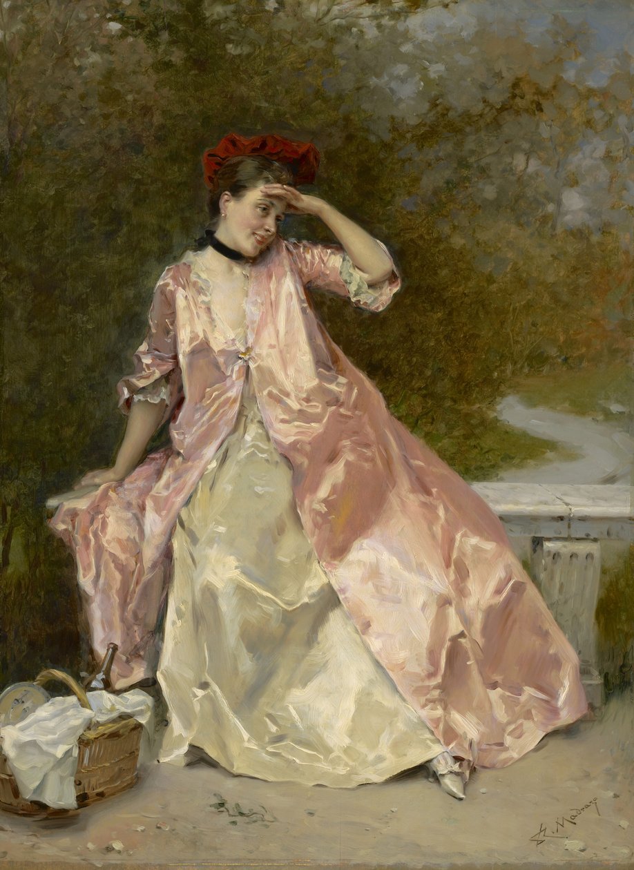 Vrouw met een Picknickmand door Raimundo de Madrazo y Garreta
