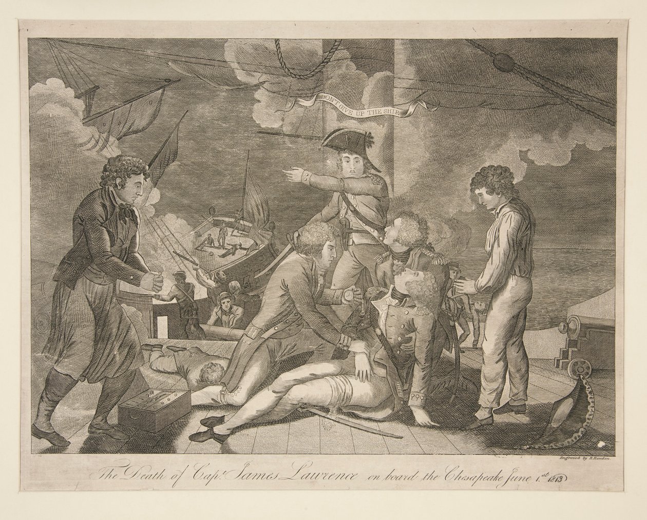 De dood van kapitein James Lawrence aan boord van de Chesapeake, 1 juni 1813 door Ralph Rawdon