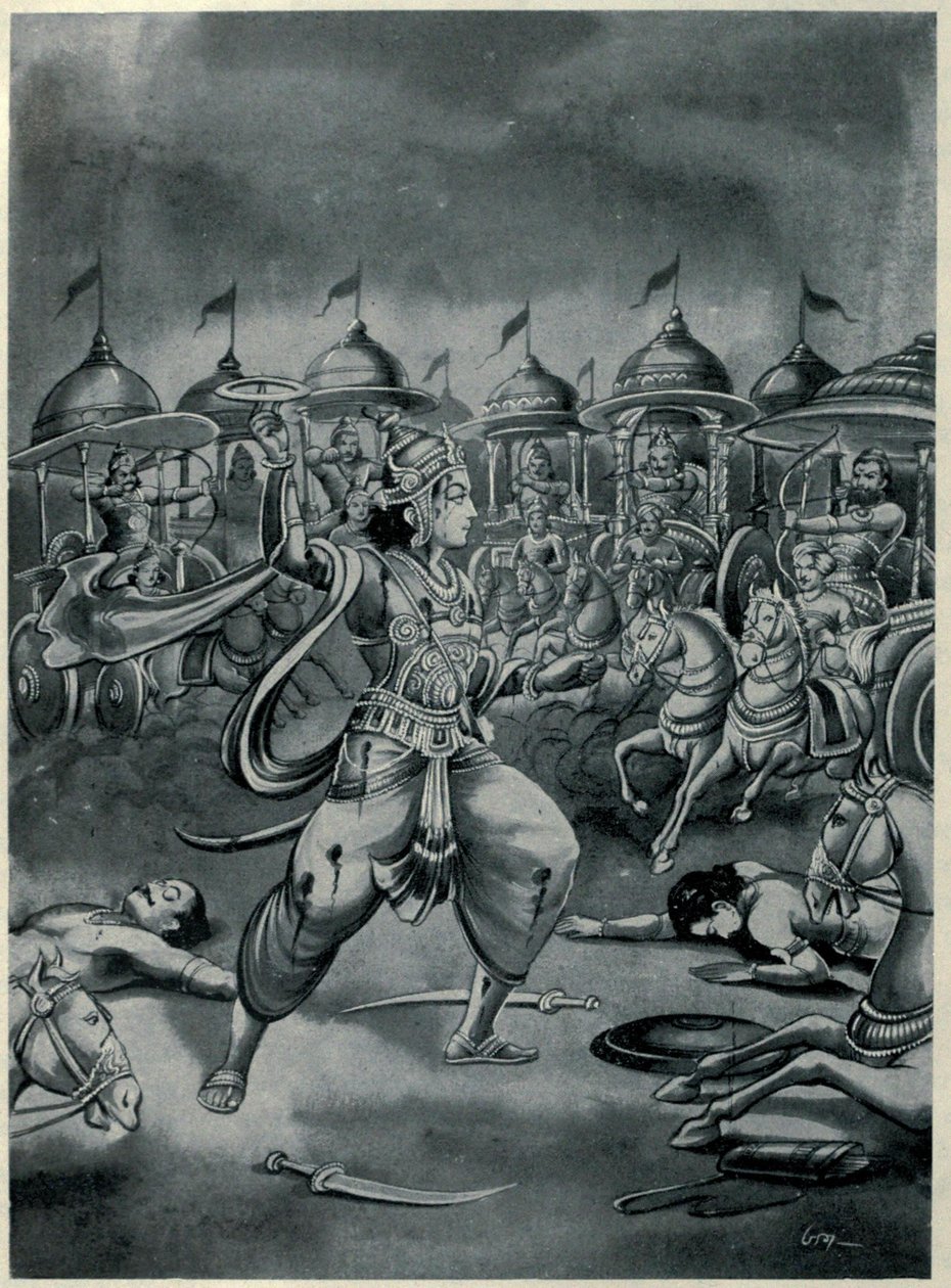 Abhimanyu vecht alleen in de Chakravyuha door Ramanarayanadatta astri