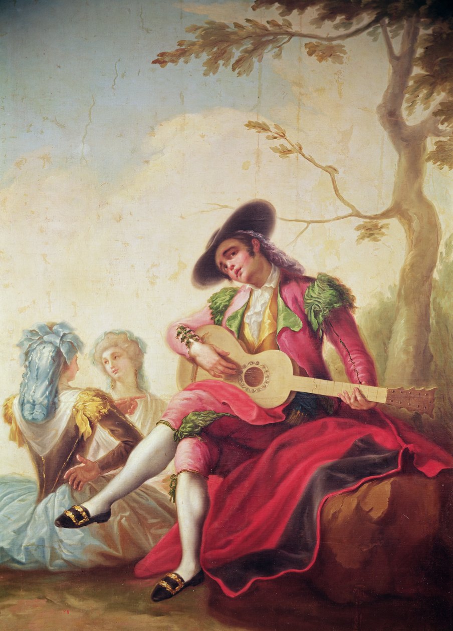 De Elegante Man die Gitaar Speelt door Ramon Bayeu y Subias